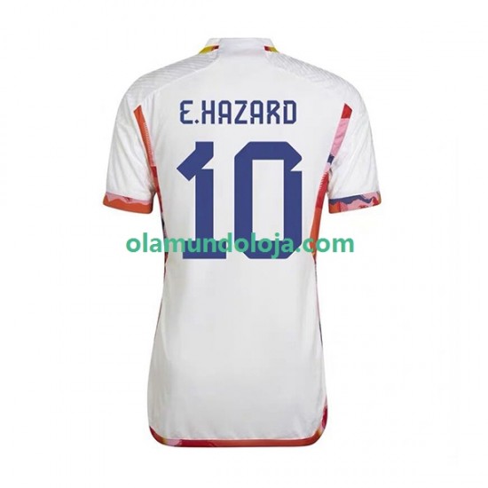 Camisola Bélgica Eden Hazard 10 Homem Equipamento Segundo Copa do Mundo 2022 Manga Curta